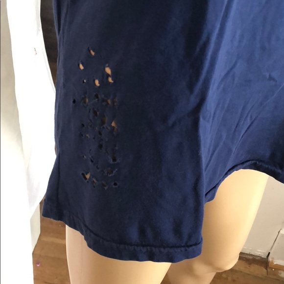 Nasty Gal After Party distressed blue T-shirt medium - Picture 4 of 6
